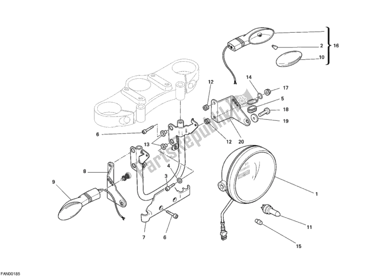 Todas las partes para Faro de Ducati Monster S2R 1000 USA 2008